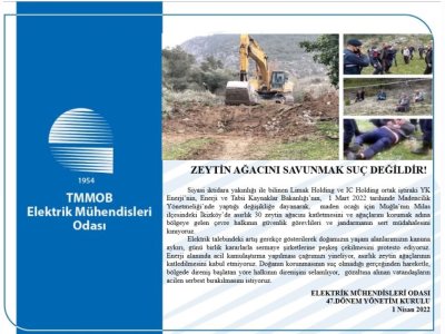 ZEYTİN AĞACINI SAVUNMAK SUÇ DEĞİLDİR!