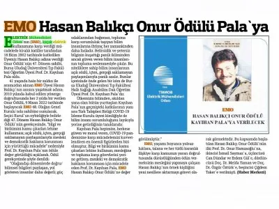 EMO HASAN BALIKÇI ONUR ÖDÜLÜ PALA`YA (GÜÇLÜ ANADOLU)