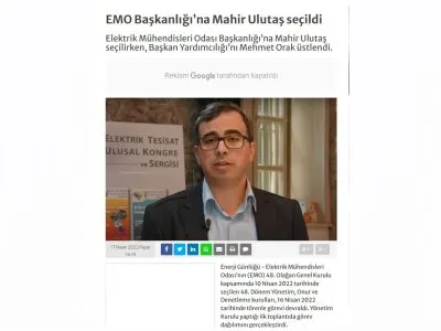 EMO BAŞKANLIĞINA MAHİR ULUTAŞ SEÇİLDİ (ENERJİGUNLUGU.NET)