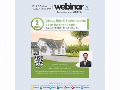 GÜNEŞ ENERJİ SİSTEMLERİNDE SOLAR İNVERTÖR SEÇİMİ BAŞLIKLI WEBİNAR GERÇEKLEŞECEK