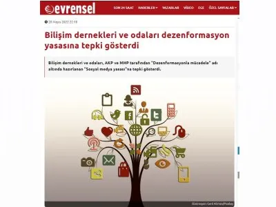 BİLİŞİM DERNEKLERİ VE ODALARI DEZENFORMASYON YASASINA TEPKİ GÖSTERDİ (EVRENSEL.NET)