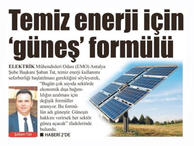 TEMİZ ENERJİ İÇİN `GÜNEŞ` FORMÜLÜ (LİDER GAZETE - 22.06.2022)