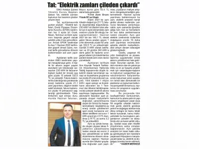 TAT: ``ELEKTRİK ZAMLARI ÇİLEDEN ÇIKARDI``(TOROS GAZETESİ-03.06.2022)