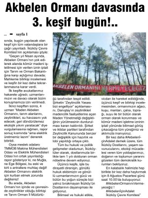 AKBELEN ORMANI DAVASINDA 3. KEŞİF BUGÜN (MİLAS ÖNDER)
