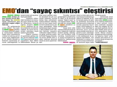 EMO`DAN `SAYAÇ SIKINTISI` ELEŞTİRİSİ (TOROS GAZETESİ - 16.08.2022)