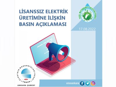 LİSANSSIZ ELEKTRİK ÜRETİMİNE İLİŞKİN BASIN AÇIKLAMASI