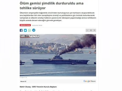 ÖLÜM GEMİSİ ŞİMDİLİK DURDURULDU AMA TEHLİKE SÜRÜYOR (MAHİR ULUTAŞ- EMO YÖNETİM KURULU BAŞKANI/BİRGUN.NET)