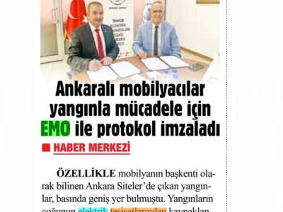 ANKARALI MOBİLYACILAR YANGINLA MÜCADELE İÇİN EMO İLE PROTOKOL İMZALADI (ZAFER GAZETESİ, 9.9.2022)