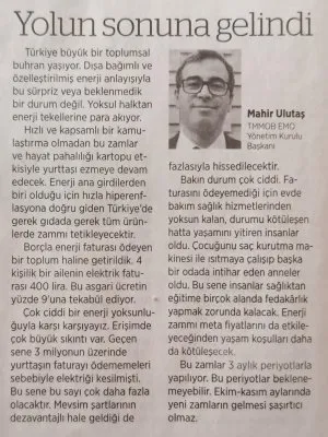 YOLUN SONUNA GELİNDİ (BİRGÜN)