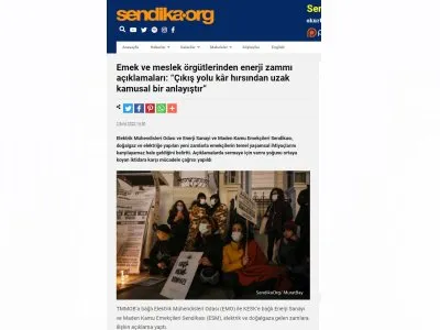 EMEK VE MESLEK ÖRGÜTLERİNDEN ENERJİ ZAMMI AÇIKLAMALARI: ÇIKIŞ YOLU KAR HIRSINDAN UZAK KAMUSAL BİR ANLAYIŞTIR (SENDİKA.ORG)