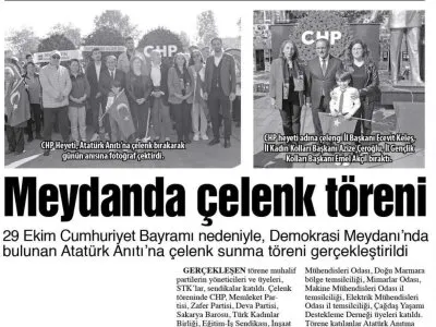 YENİ SAKARYA GAZETESİ: MEYDANDA ÇELENK TÖRENİ