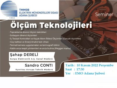 ŞUBEMİZDE ÖLÇÜM TEKNOLOJİLERİ SEMİNERİ DÜZENLECEKTİR!