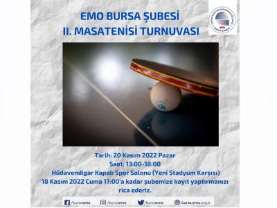 MASA TENİSİ TURNUVASI DÜZENLENECEKTİR