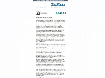 BİR BİLENE DANIŞMAK GEREK! (AYSEL KANBER/GOZLEMGAZETESİ)