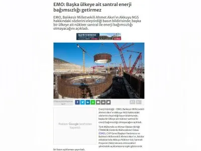 EMO: BAŞKA BİR ÜLKEYE AİT SANTRAL İLE ENERJİ BAĞIMSIZLIĞI OLMAZ (ENERJİGUNLUGU.NET)