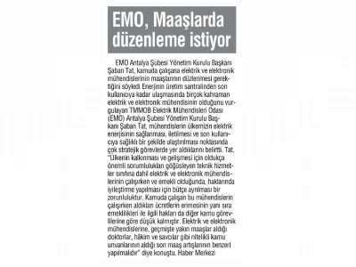 `EMO, MAAŞLARDA DÜZENLEME İSTİYOR` (16.12.2022 - İLERİ)