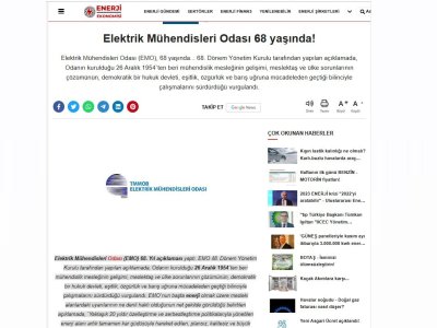 ELEKTRİK MÜHENDİSLERİ ODASI 68 YAŞINDA! (ENERJİEKONOMİSİ.COM)