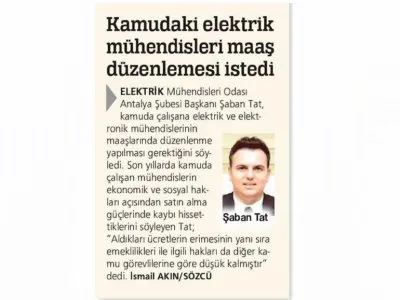 `KAMUDAKİ ELEKTRİK MÜHENDİSLERİ MAAŞ DÜZENLEMESİ İSTEDİ` (16.12.2022 - SÖZCÜ)