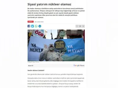 SİYASİ YATIRIM NÜKLEER OLAMAZ (NEDİM BÜLENT DAMAR/BİRGUN.NET)