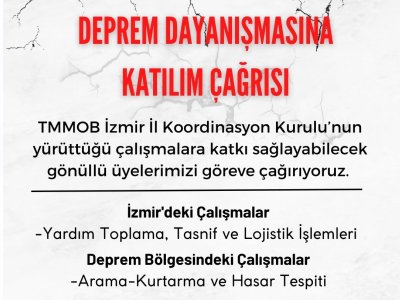 DEPREM DAYANIŞMASINA KATILIM ÇAĞRISI