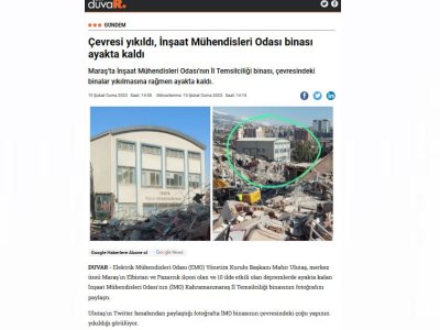 ÇEVRESİ YIKILDI, İNŞAAT MÜHENDİSLERİ ODASI BİNASI AYAKTA KALDI (GAZETEDUVAR.COM.TR)