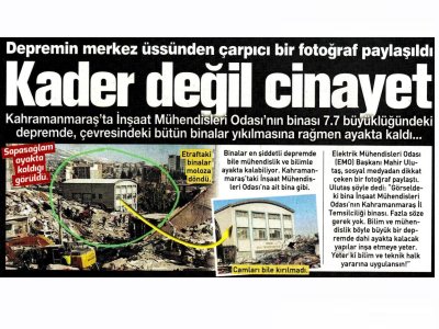 DEPREMİN MERKEZ ÜSSÜNDEN ÇARPICI BİR FOTOĞRAF PAYLAŞILDI KADER DEĞİL CİNAYET (KORKUSUZ)