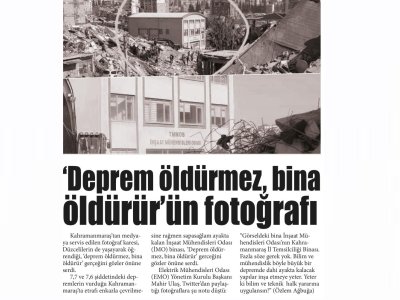 `DEPREM ÖLDÜRMEZ, BİNA ÖLDÜRÜRÜN FOTOĞRAFI` (DÜZCE PARANTEZ)
