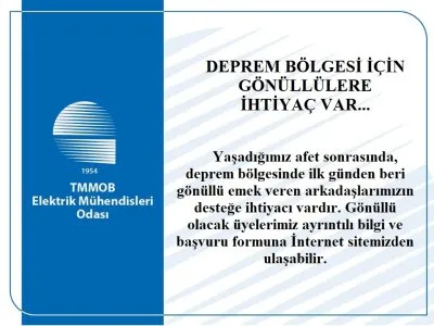 DEPREM BÖLGESİ İÇİN GÖNÜLLÜLERE İHTİYAÇ VAR