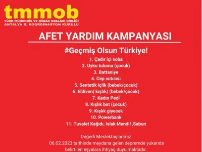 ÜYELERİMİZE DESTEK ÇAĞRIMIZDIR! DEPREM İÇİN YARDIM KAMPANYASI