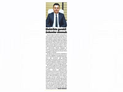 ELEKTRİKTE GEREKLİ ÖNLEMLER ALINMALI (ANTALYA YÜZYÜZE - 07.03.2023)
