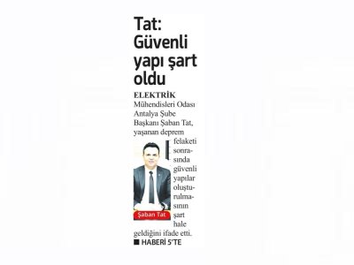 TAT : GÜVENLİ YAPI ŞART OLDU (LİDER GAZETE - 07.03.2023)