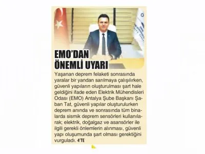 EMO`DAN ÖNEMLİ UYARI (ANTALYA GÜNDEM - 07.03.2023)