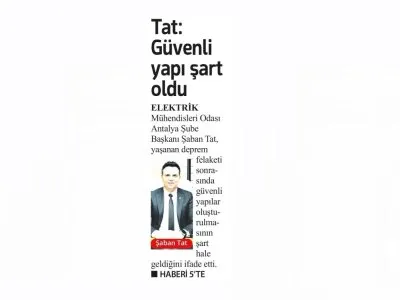 TAT : GÜVENLİ YAPI ŞART OLDU (LİDER GAZETE - 07.03.2023)