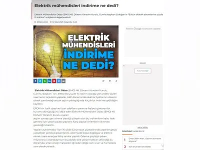 ELEKTRİK MÜHENDİSLERİ İNDİRİME NE DEDİ? (YENİADİMGAZETESİ.COM)