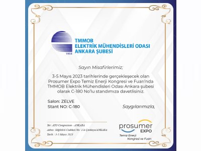 PROSUMER EXPO TEMİZ ENERJİ KONGRESİ VE FUARI 3-5 MAYIS`TA ANKARA`DA