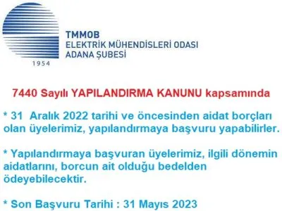 ÜYELİK AİDATI YAPILANDIRMA DUYURUSU.