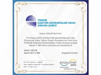 PROSUMER EXPO TEMİZ ENERJİ KONGRESİ VE FUARI 3-5 MAYIS`TA ANKARA`DA