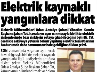 ELEKTRİK KAYNAKLI YANGINLARA DİKKAT (ANTALYA YÜZYÜZE-22.07.2023)