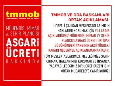 MÜHENDİS, MİMAR VE ŞEHİR PLANCILARININ HAKLARINI SAVUNMAYA, İNSANCA YAŞANACAK BİR GELİR DÜZEYİ İÇİN MÜCADELE ETMEYE DEVAM EDECEĞİZ!