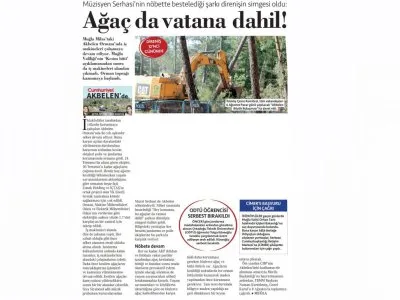 MÜZİSYEN SERHASİ`NİN NÖBETTE BESTELEDİĞİ ŞARKI DİRENİŞİN SİMGESİ OLDU: AĞAÇ DA VATANA DAHİL! (CUMHURİYET)