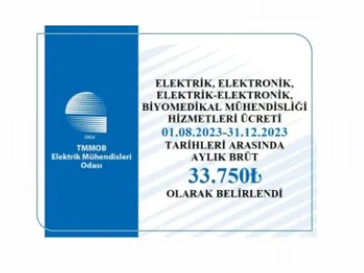 ELEKTRİK, ELEKTRONİK, ELEKTRİK-ELEKTRONİK, BİYOMEDİKAL MÜHENDİSLİĞİ HİZMETLERİ ÜCRETİ BRÜT 33.750 TL/AY OLARAK BELİRLENDİ