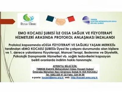 EMO KOCAELİ ŞUBESİ İLE OSSA SAĞLIK VE FİZYOTERAPİ HİZMETLERİ ARASINDA PROTOKOL ANLAŞMASI İMZALANDI