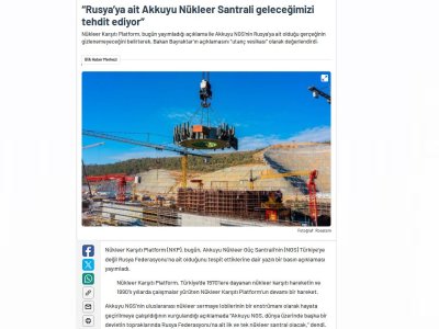 RUSYAYA AİT AKKUYU NÜKLEER SANTRALİ GELECEĞİMİZİ TEHDİT EDİYOR (BİANET.ORG)