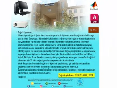 İNÖNÜ ÜNİVERSİTESİ MÜHENDİSLİK FAKÜLTESİNE DESTEK KAMPANYASI