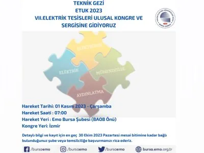 ETUK 2023 VII.ELEKTRİK TESİSLERİ ULUSAL KONGRE VE SERGİSİNE GİDİYORUZ