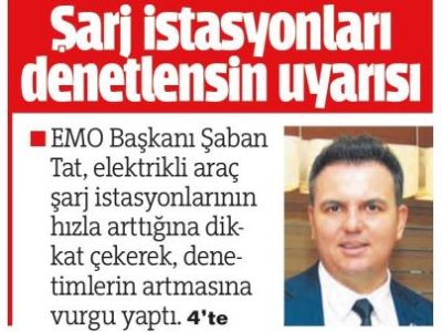 ŞARJ İSTASYONLARI DENETLENSİN UYARISI(ANTALYA EKSPRES-28.11.2023)