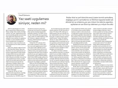YAZ SAATİ UYGULAMASI SÜRÜYOR, NEDEN Mİ? (YUSUF GÜRSUCU-YENİ YAŞAM)