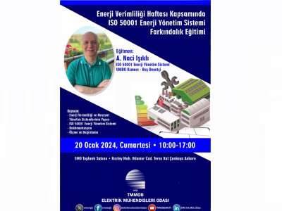ISO 50001 ENERJİ YÖNETİM SİSTEMİ FARKINDALIK EĞİTİMİ DÜZENLENECEK