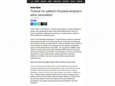 TÜRKİYENİN ŞALTERİNİ RUSLARLA ARAPLARIN ELİNE VERECEKLER! (ACİKGAZETE.COM)