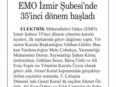 EMO İZMİR ŞUBESİ`NDE 35`İNCİ DÖNEM BAŞLADI (DOKUZ EYLÜL)